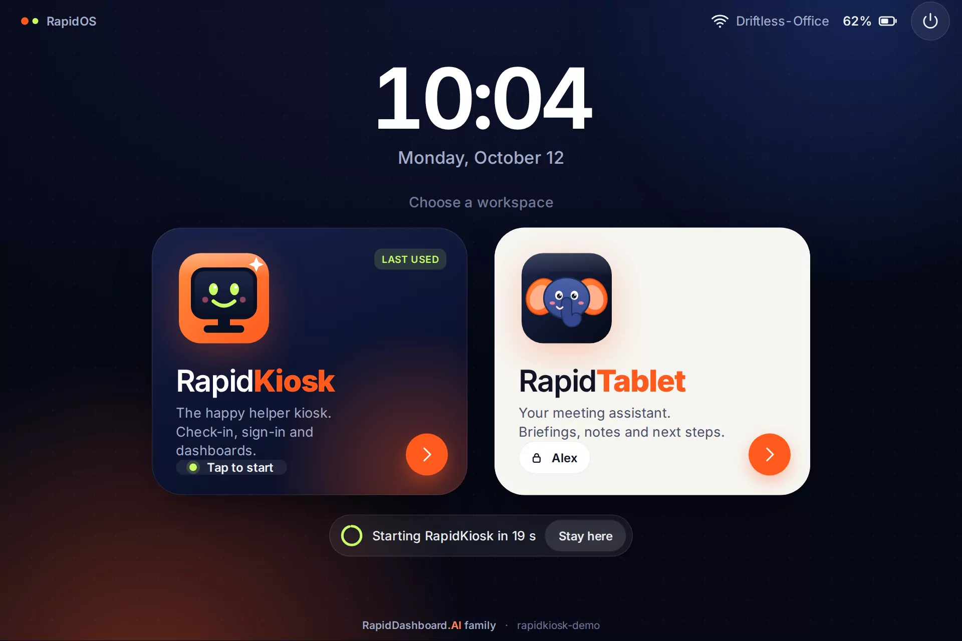 Sign-in screen with two large edition buttons
