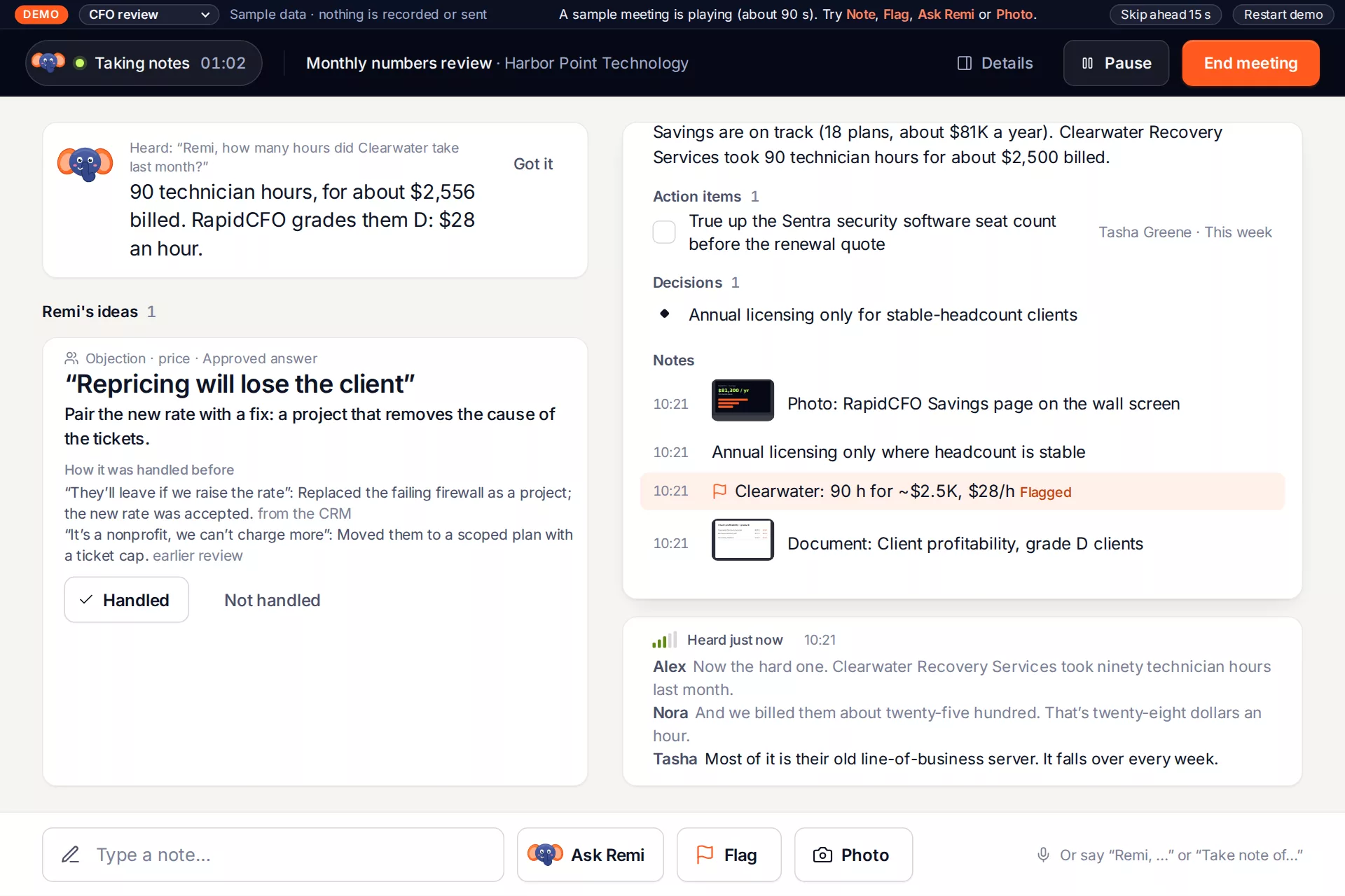 The monthly CFO review: Remi answers how many hours a client took last month